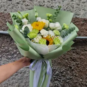 XL 03ช่อทานตะวัน bigsize โทนขาวเขียว