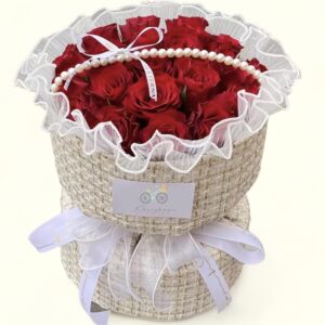 XL52  15red rose ห่อผ้าทวิตสไตล์เกาหลีคาดมุก